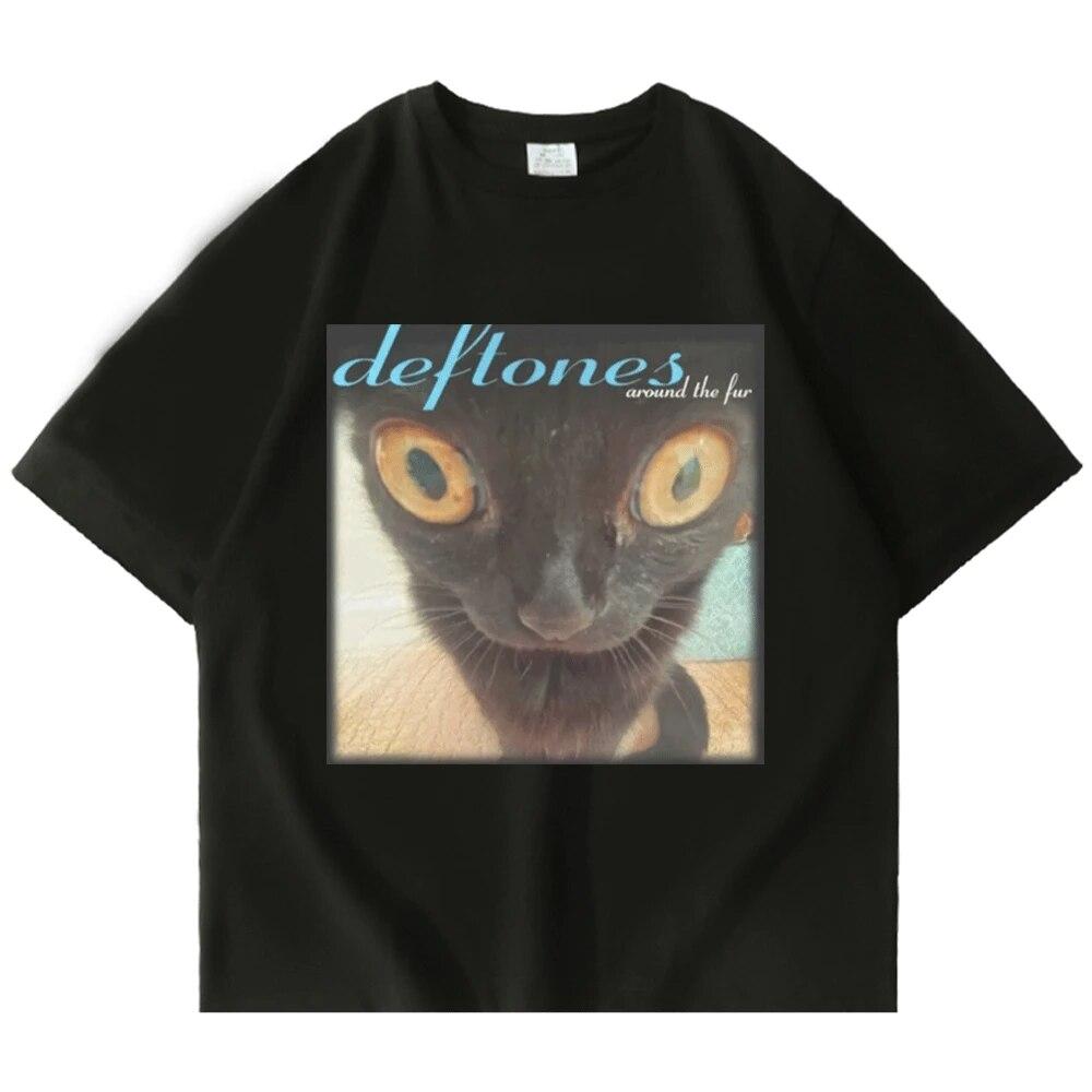 Футболка Deftones Вокруг Меха, женская футболка унисекс, уличный хип-хоп, Harajuku, модная черная хлопковая футболка большого размера с короткими рукавами