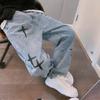 Men Streetwear Baggy Wide Leg Jeans Korean Fashion Straight Casual Loose Denim Cargo Pants Plus Size