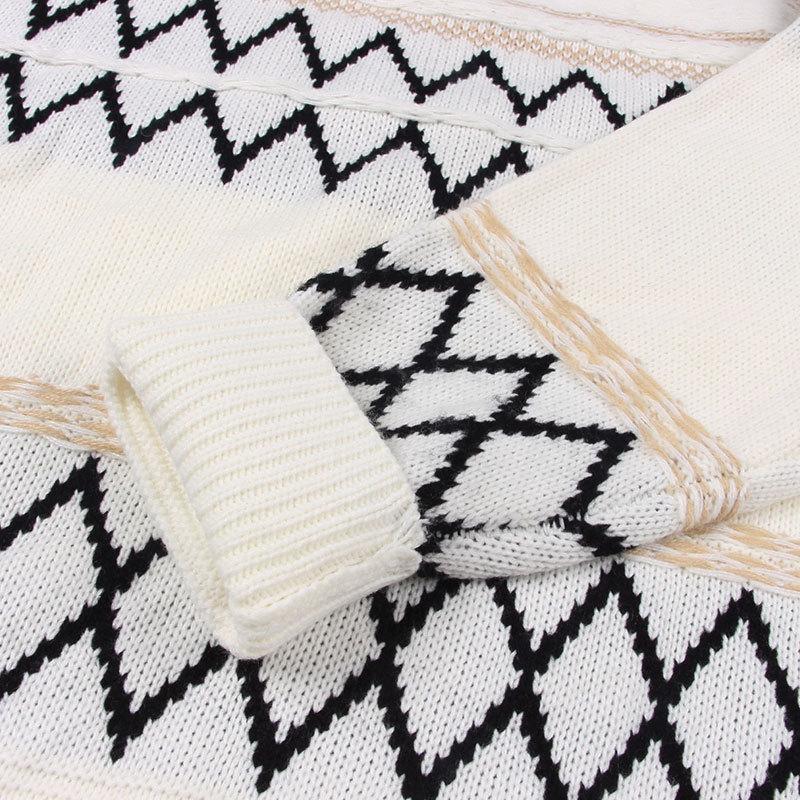 Autumn/winter Women's Vintage Knitted Plus-size Crew Neck Sweater