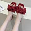 2024 New Fashion Satins Wedding Slippers Luxury Women Peep Toe Bedroom Home Sandals Bride Bridesmaid Wedding Shoes With Silk Bow