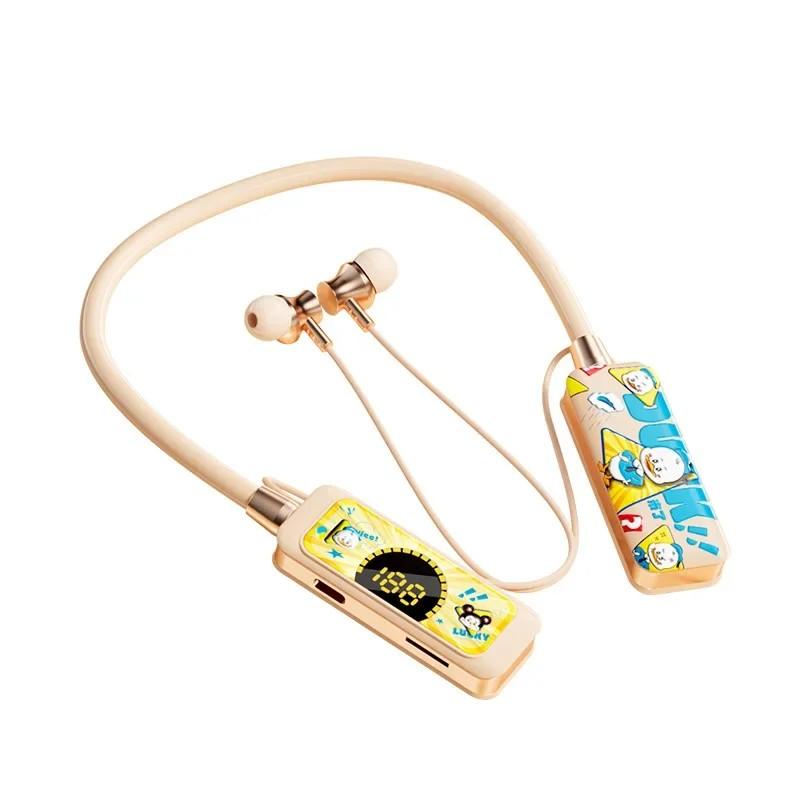 Bluetooth 5.4 Headphones Neckband Earphones Bluetooth Headsets Noise Reduction Earbuds Voice Assistant Ears Back Support TF Play