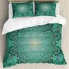 Mandala Duvet Cover Set Boho Lotus Flower Microcosm Motif Unique Retro Green Theme Double Queen King Size Polyester Qulit Cover