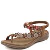 Fashion Comfortable Bohemian Handwoven Ribbon Rhinestone Sandals for Women Beach Shoes Flip Flops