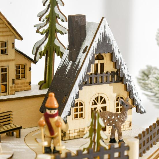 Рождественский адвент-календарь со светодиодными лампами, деревянный светящийся домик, обратный отсчет, календарь с 24