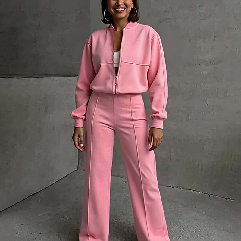 Весна 2026 Женский повседневный однотонный свободный худи Спортивный костюм Комплект