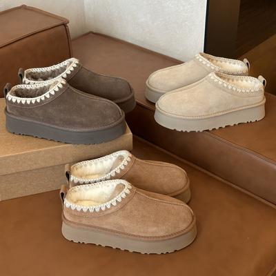 Женские зимние сапоги 2025 новая зима Sangpo повседневные на толстой подошве шерстяные вязаные бархатные хлопковые туфли женские ленивые верхняя одежда