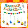 Building Block Party Decorations Banner Swirls, 7PCS Building Blocks Hanging Swirls Decoration Building Blocks Birthday Banner