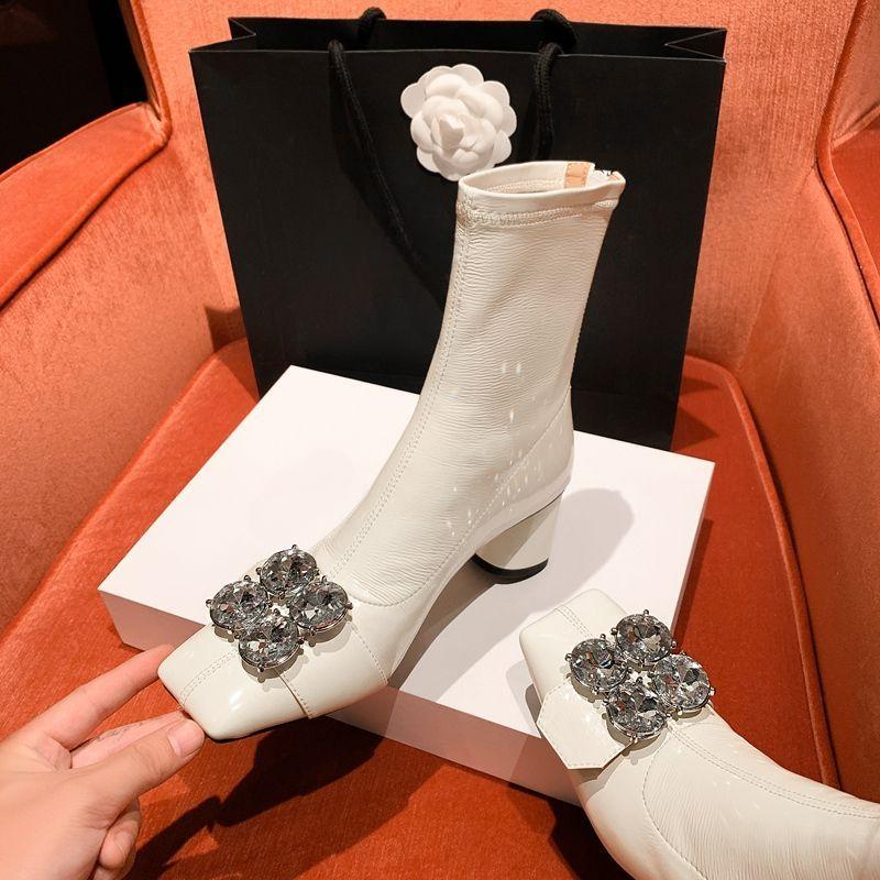 Модные короткие туфли со стразами для женщин, рабочие ботильоны Kawaii, милые белые женские ботильоны, элегантные с низким каблуком, обувь для готического косплея