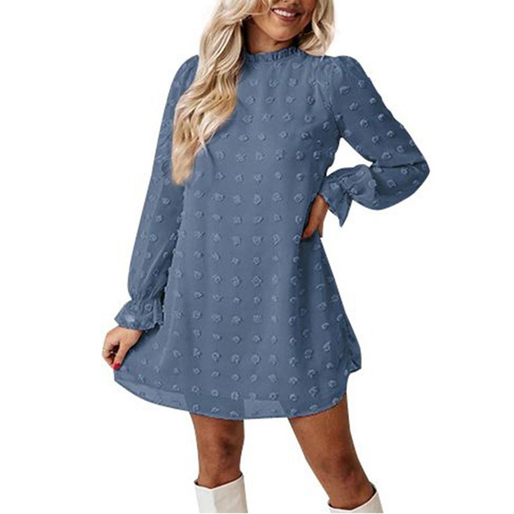 Женское модное осеннее и зимнее новое платье с кружевным воротником и длинными рукавами