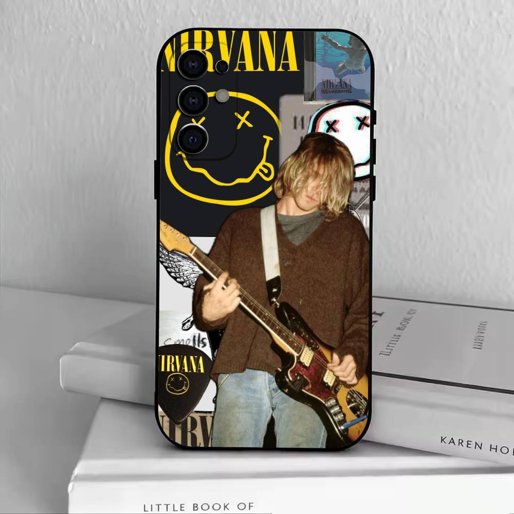 N-Nirvana Phone Case Black Silicone Soft For Samsung S25,S24,S21,S22,S23,S30,Ultra,S20,Plus,Fe,Lite