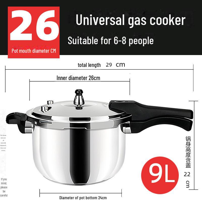 Durable 304 Stainless Steel Pressure Cooker for Gas, Open Flame, and Induction Cooktops