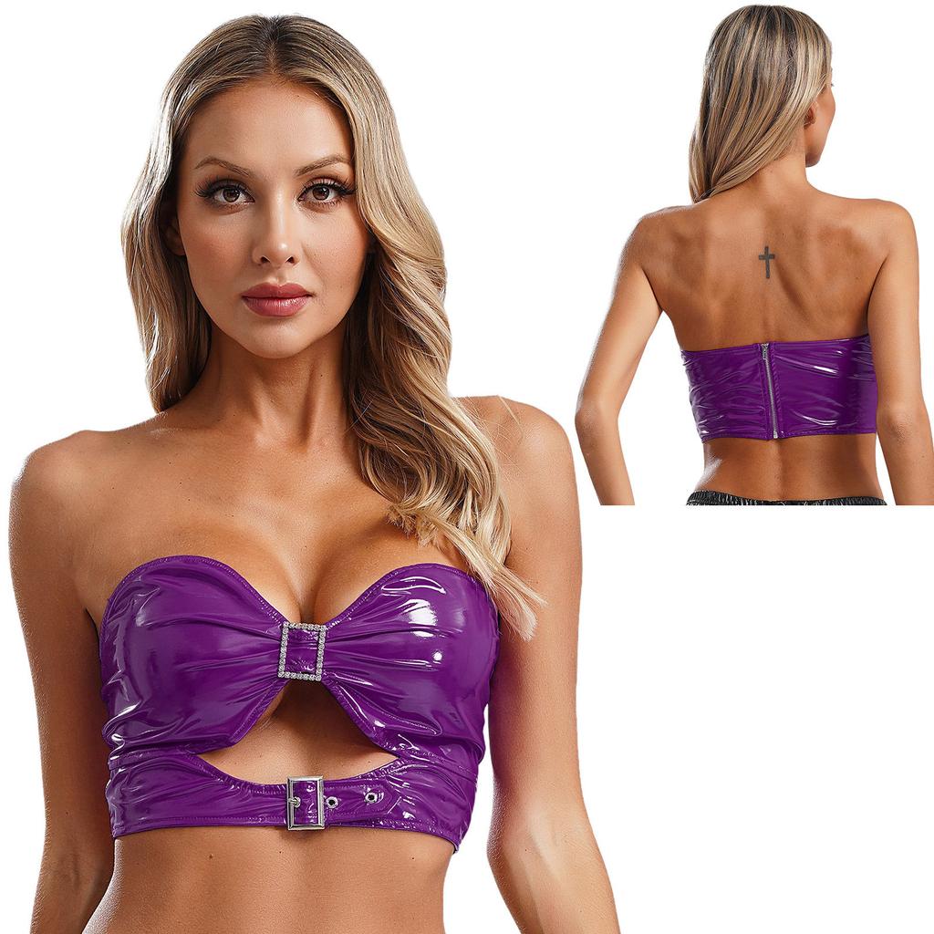 Женские ажурные металлические PU бюстгальтеры топы бюстье нижнее белье костюм для ролевых игр музыкальный фестиваль рейв-вечеринка клубная одежда в стиле панк