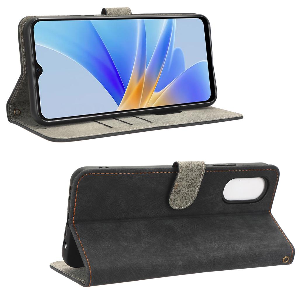 For Oppo A17 4G/A17k 4G Phone Cover RFID Blocking PU Leather Wallet Phone Stand Case with Strap