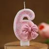 Cute Pink Bow 3D Number Cake Candles for Birthday Party Decorations Birthday Decoration Cake Decorating Tools