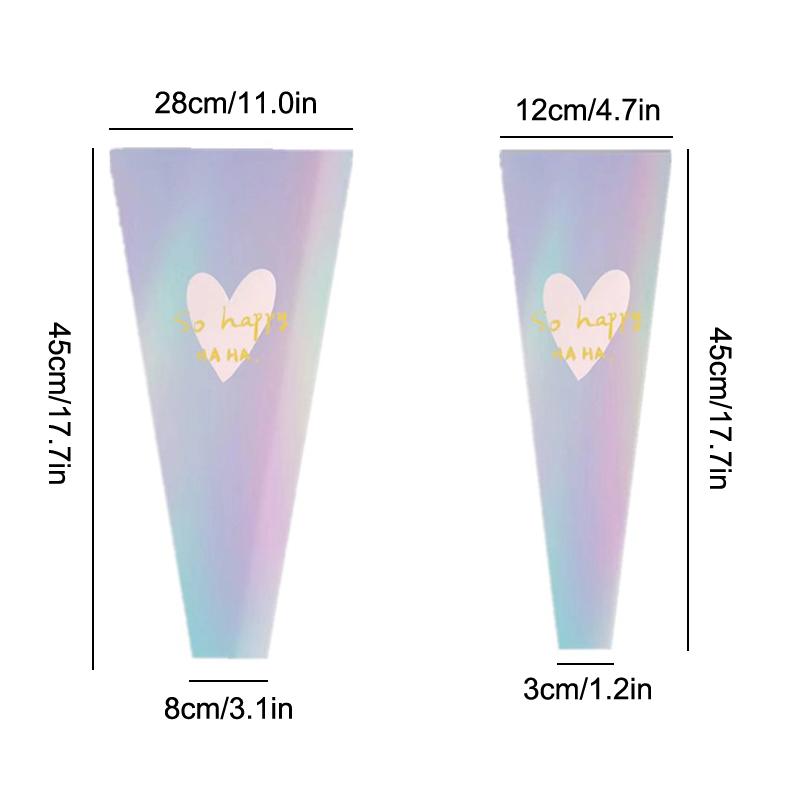 10Pcs Color Transparent Rose Packaging Bags Flower Bouquet Plastic Bag Bouquet Wrapping Paper One Straight Bag Flower Packaging