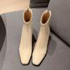 Square Toe Women Ankle Boots Elegant High Heels Leather Shoes Woman Winter 2025 Trend Party Office Shoes Fad Chunky Botas Mujer