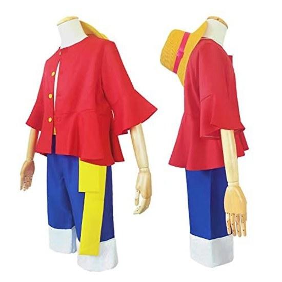 Essri One Piece Luffy Cosplay Costume Monkey D. Outfit Anime Festival School Cultural Exhibition Halloween Christmas (Luffy S)