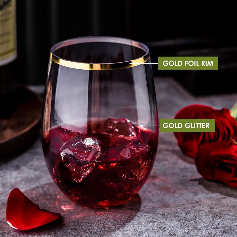 AD23-20 PCS Disposable Stemless Wine Glasses Plastic Wine Cups Clear Drinking Glasses For Party