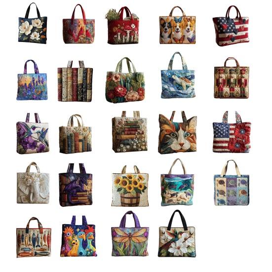 Стеганая сумка-тоут Женская винтажная сумка через плечо Цветы Животные Сумка Цветочный кошелек для поездок на работу Вечеринки Ежедневные поручения