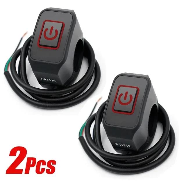 22mm Motorcycle Switch Button Handlebar Mount Waterproof Modified Switch Headlight Horn Control ON/OFF with LED Display Lamp