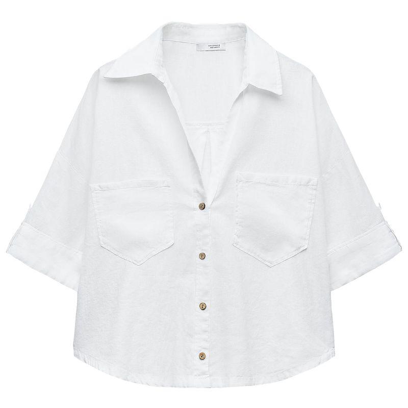 Zaprha 2025 New Arrival French Style Temperament Linen Blended Lapel T-shirt Shory Style Casual Shirt Female 2187813