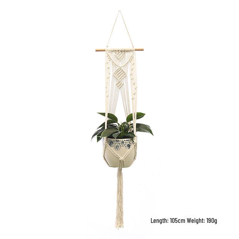 Подвесной цветочный горшок-корзина ручной работы из хлопковой веревки Cross-Border