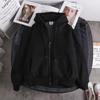 Men's Autumn and Winter Loose Casual Padded Sweatshirt Solid Color Hooded Zipper Jacket