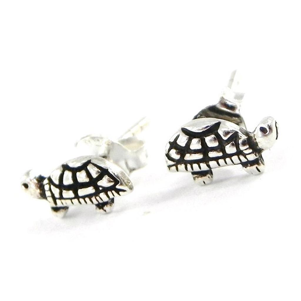 Les Trésors De Lily [C5598] - Silver 'Turtle' Earrings
