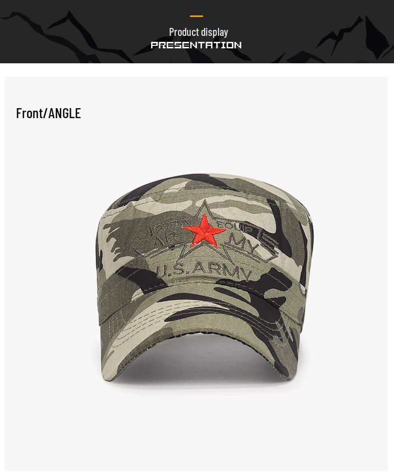 Men's Cotton Camouflage Embroidered Flat Top Sun Hat - Spring/Autumn Fashion & Versatile Sunshade for Women