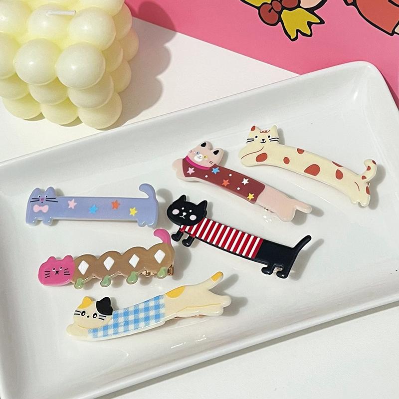 Мультяшная заколка для волос, милая кошачья форма, боковая челка, зажим для макияжа, головные уборы для девочек