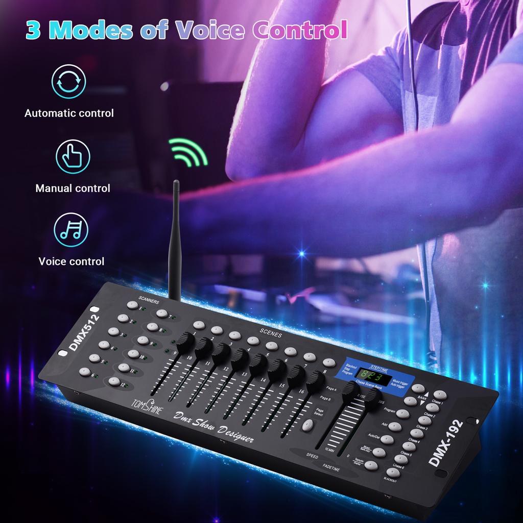 Беспроводной световой контроллер DMX512, консольная панель, 2,4G ISM 192CH, функция программирования, активация звука