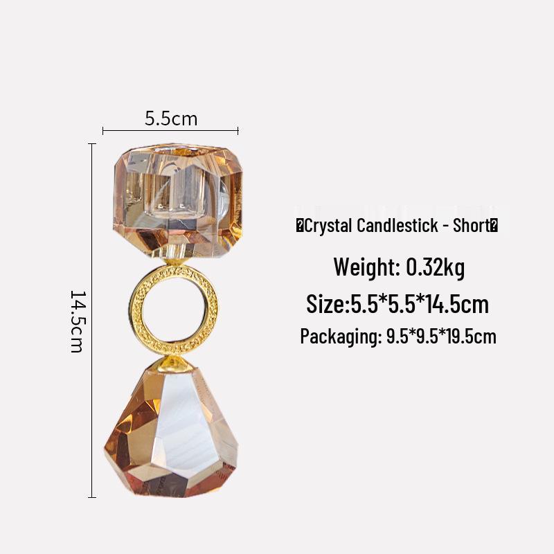 Champagne Modern Crystal Candlestick: Elegant Metal Candle Holder & Decorative Home Ornament