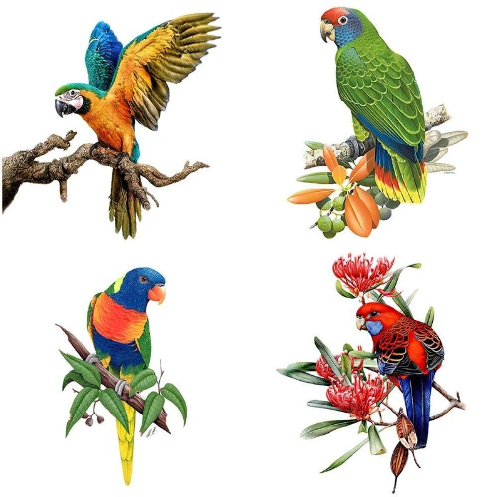 Водонепроницаемые милые наклейки с попугаями, красочные наклейки с птицами и животными, тематический стиль, декоративные наклейки
