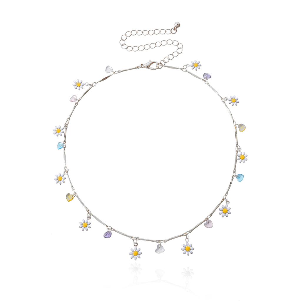 Красочное ожерелье из бисера для женщин, массивное короткое колье с цветком ромашки, праздничные украшения, Новая Корея