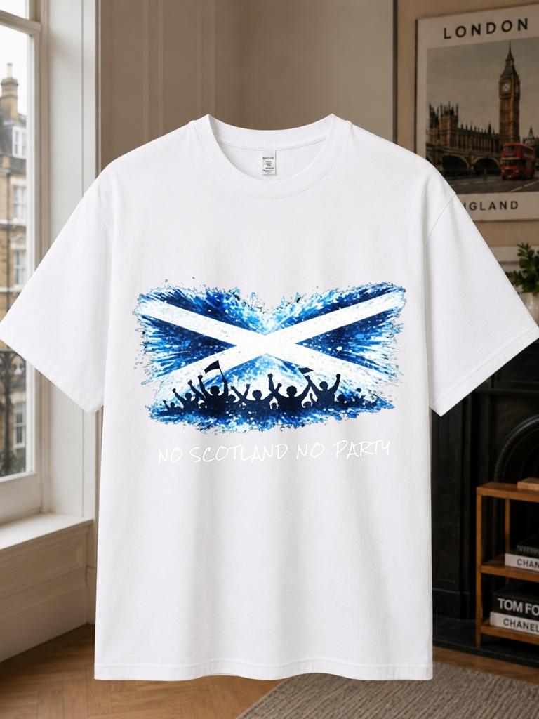 Scottish Flag Design Men'S T-Shirt No Scotland No Party Graphic Print Unisex All Season Fun