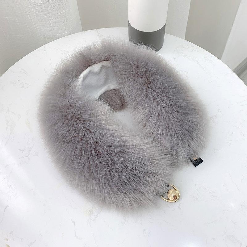 Winter Plush Thickened Warm Imitation Fox Hair Snap Button Scarf Versatile Women's Imitation Fur Scarf