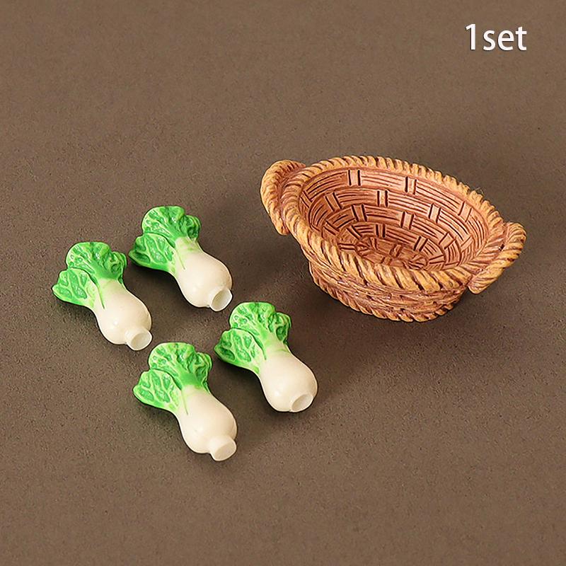 1/12 Dollhouse Simulation Vegetable Basket Set Dollhouse Vegetables Decoration Dolls House Miniature Kitchen Play Toys