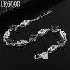 925 Sterling Silver Purple AAA Zircon Bracelet Fashion Wedding Jewelry