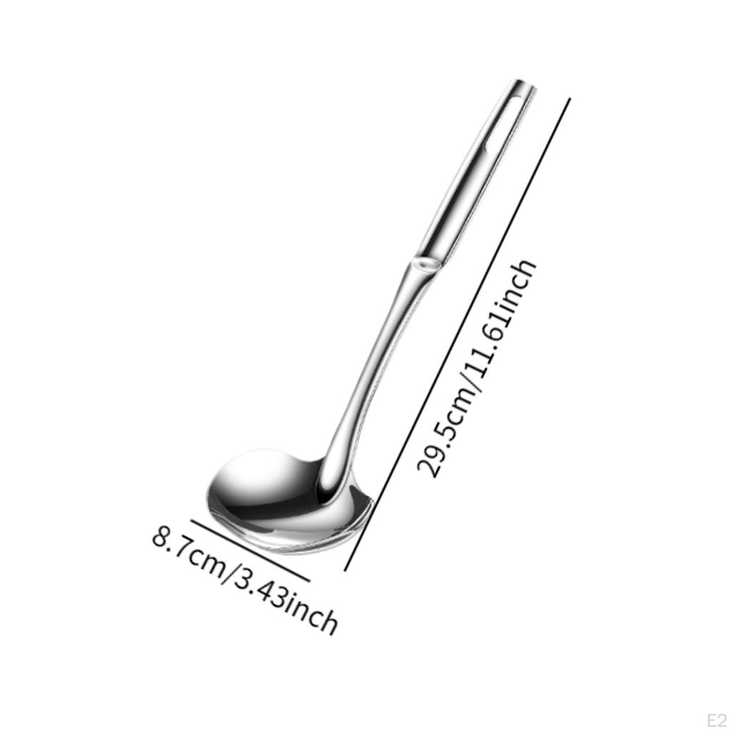 316 Stainless Steel Soup Spoon Cooking Utensil Hanging Holes Ergonomic Handle Serving
