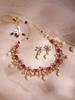 22KT Gold Plated Ruby/Emerald Studded & White Pearl/CZ Beaded Necklace Set for Women & Girls – Festive & Wedding