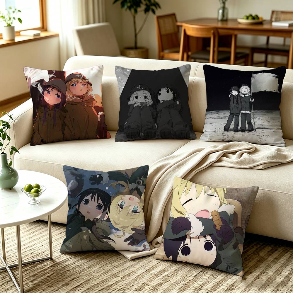 G-G-Girls Last Tour Chito Yuuri Anime Pillow Case Square Double-Sided Sofa Cushion Cover Bedroom Bedside Pillow
