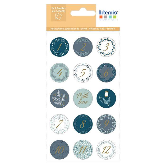 Stickers Ronds - Artemio - Splendid Christmas - 24 Autocollants 3D - Calendrier de l'Avent - Mixte