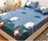 Bed Fitted Sheet with Elastic Rubber Washed Cotton Cartoon Animal Print Fitted Sheet + 2pcs Pillowcases 15 Sizes Mattress Cover