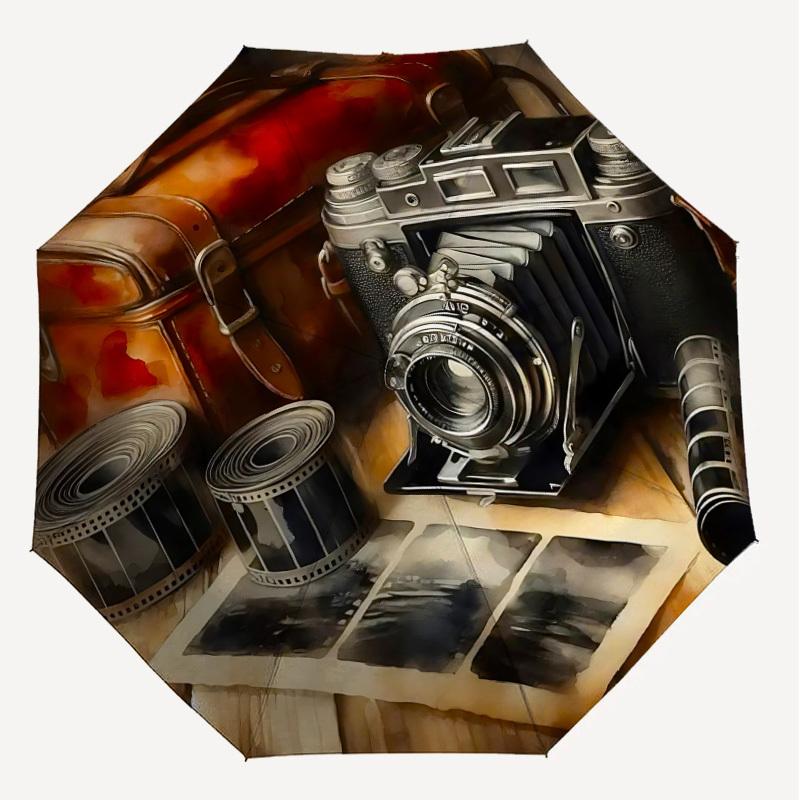 1P Ccamera Umbrella-8-Rib Reinforced, Automatic Open, Lightweight & Durable, Cute Fashion Accessory for Outdoor-Q203