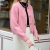 Модный простой вязаный кардиган женский свитер осень зима свободный с круглым вырезом длинный рукав короткий свитер пальто повседневные кардиганы топы однотонная одежда 1399