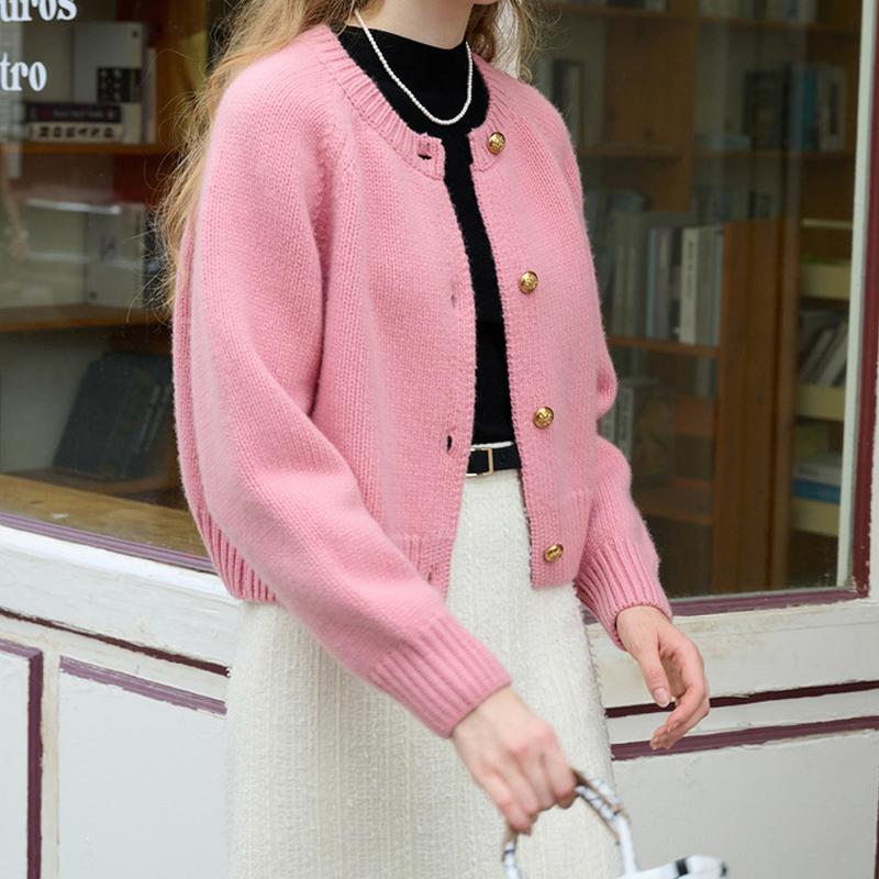 Модный простой вязаный кардиган женский свитер осень зима свободный с круглым вырезом длинный рукав короткий свитер пальто повседневные кардиганы топы однотонная одежда 1399