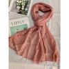 New Hollow Solid Color Knitted Scarf for Women Autumn and Winter Hollow Warm Scarf Versatile Retro Scarf