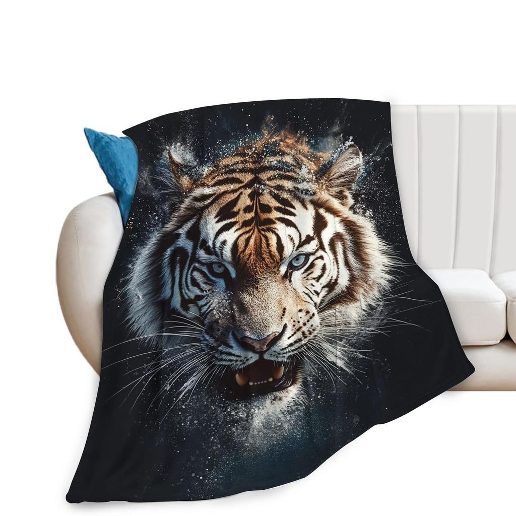Tiger Blanket Wild Animal Flannel Throw Blanket Soft Comfy Lightweight Cozy Plush Fuzzy Warm Blanket for Home Couch Bed Sofa