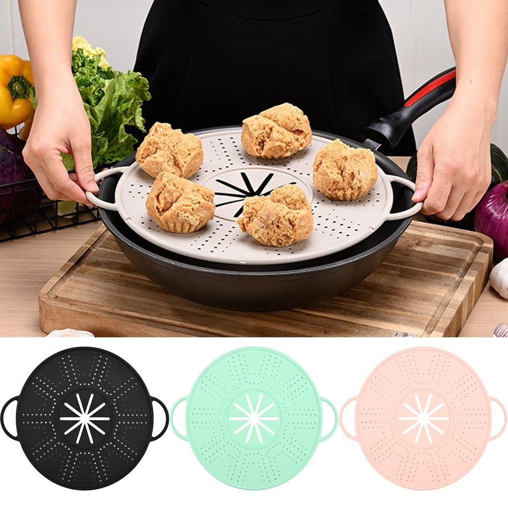 Heat Resistant Steamer Insert Tray Anti-scald Handles Spill-proof Pot Lid Silicone Steamer Pad Pot