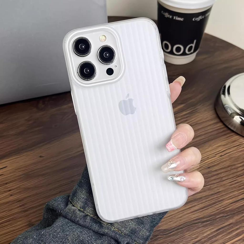 Corrugated Grating Magnetic Case Suitable for IPhone 16 Ice Fog PC Matte Phone Case Apple 15 Anti Slip Strip 14 Transparent